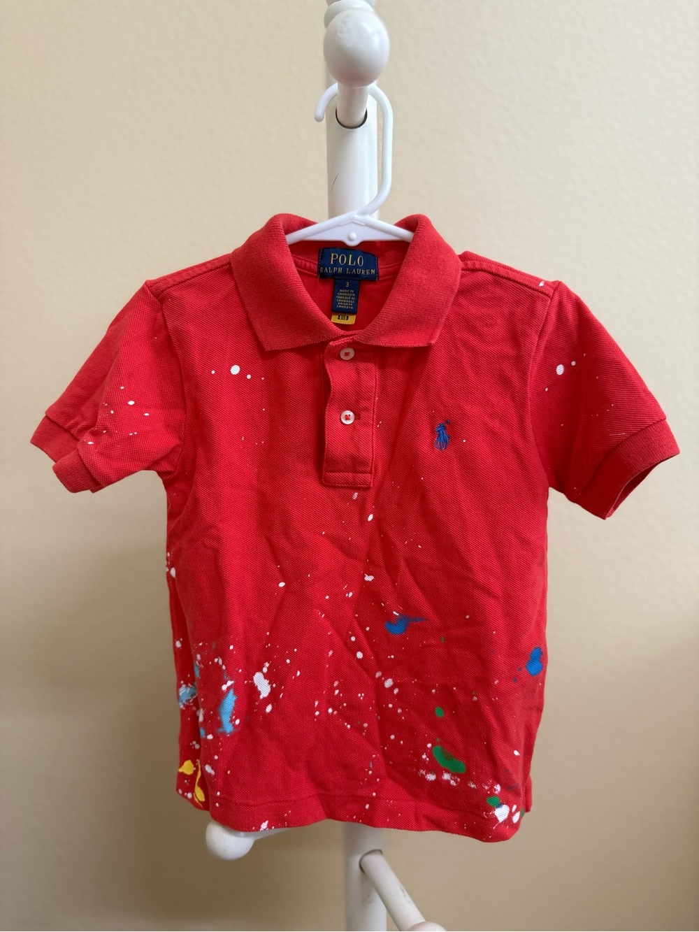 Polo by Ralph Lauren Red Short-Sleeve Paint-Splash Polo